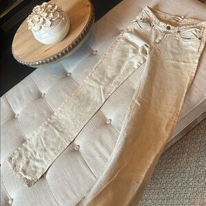 120% Lino Green Washed Linen Blend Pant Size 27